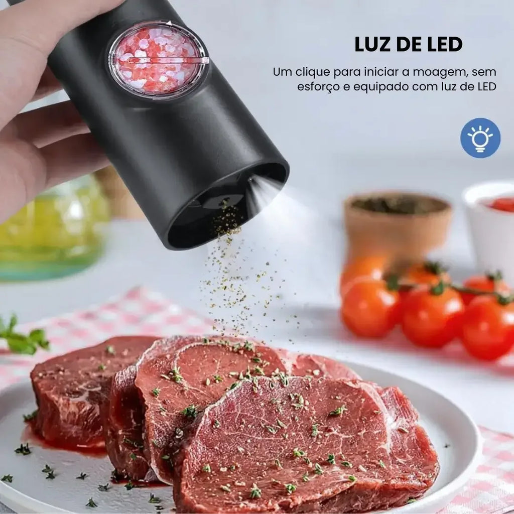 Moedor Elétrico de Sal e Pimenta | Ajuste de Moagem Automático