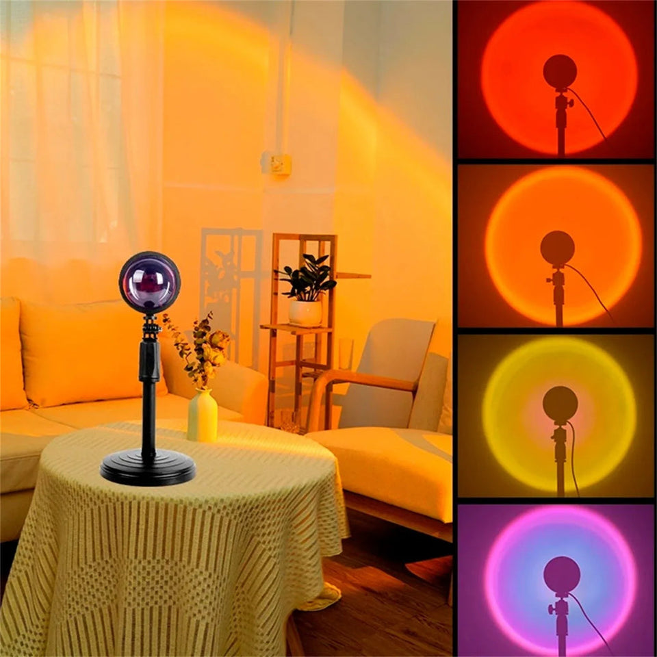 Luminária Pôr do Sol LED | Luz Sunset Decorativa com Atmosfera Colorida