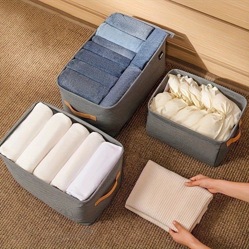 Kit 4 Organizadores Dobráveis p/ Roupas – Cinza ou Caqui